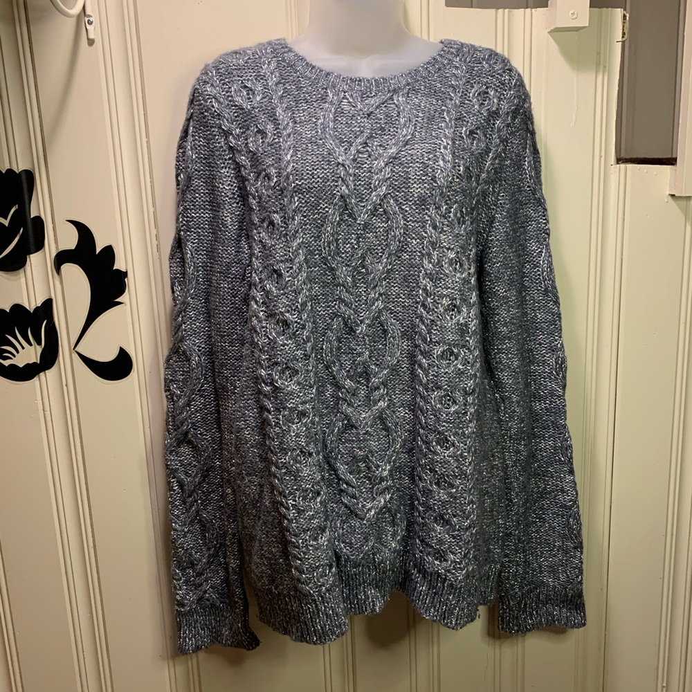 Gap cable charcoal heather silver sweater L Tall